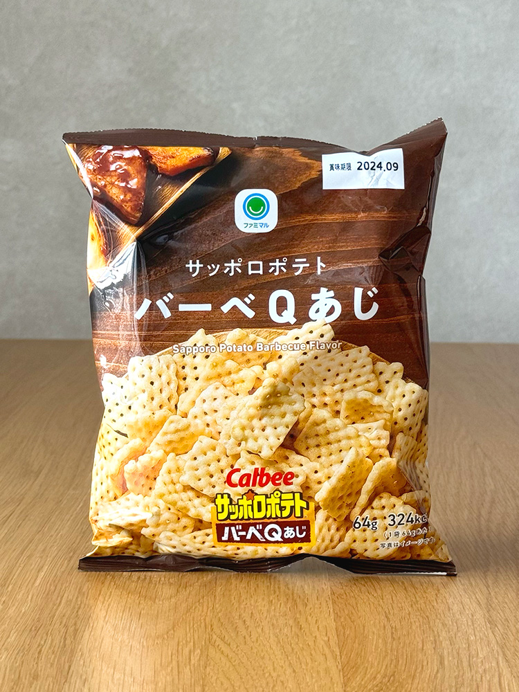 일본 간식 패밀리마트 삿포로 포테이토 바베큐맛 64g 편의점 과자 감자칩