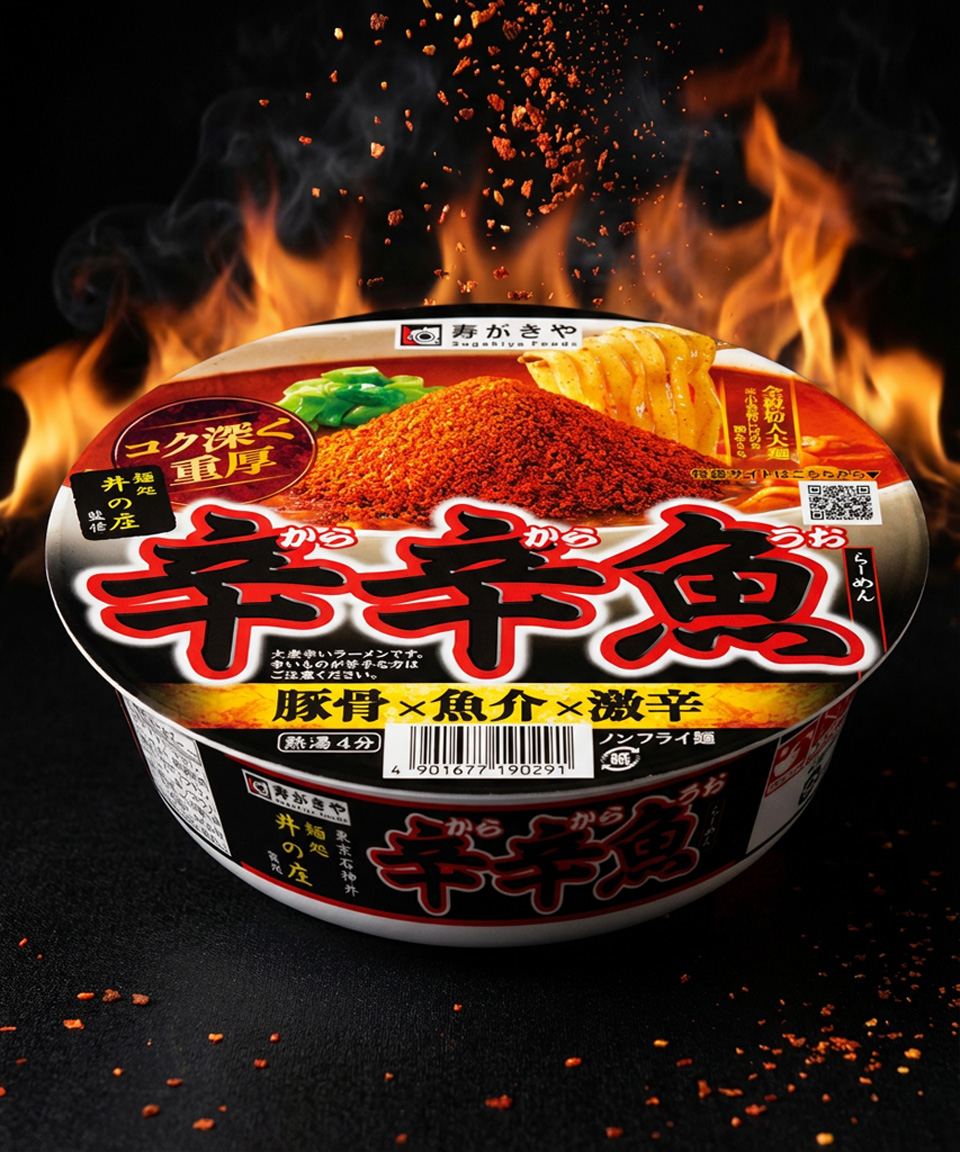 일본 컵라면 스가키야 카라카라우오 신신어 라멘 136g