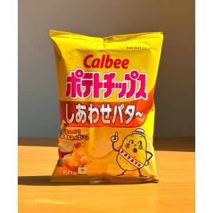 일본 가루비 포테이토칩 간식 시아와세 버터, 60g, 1개