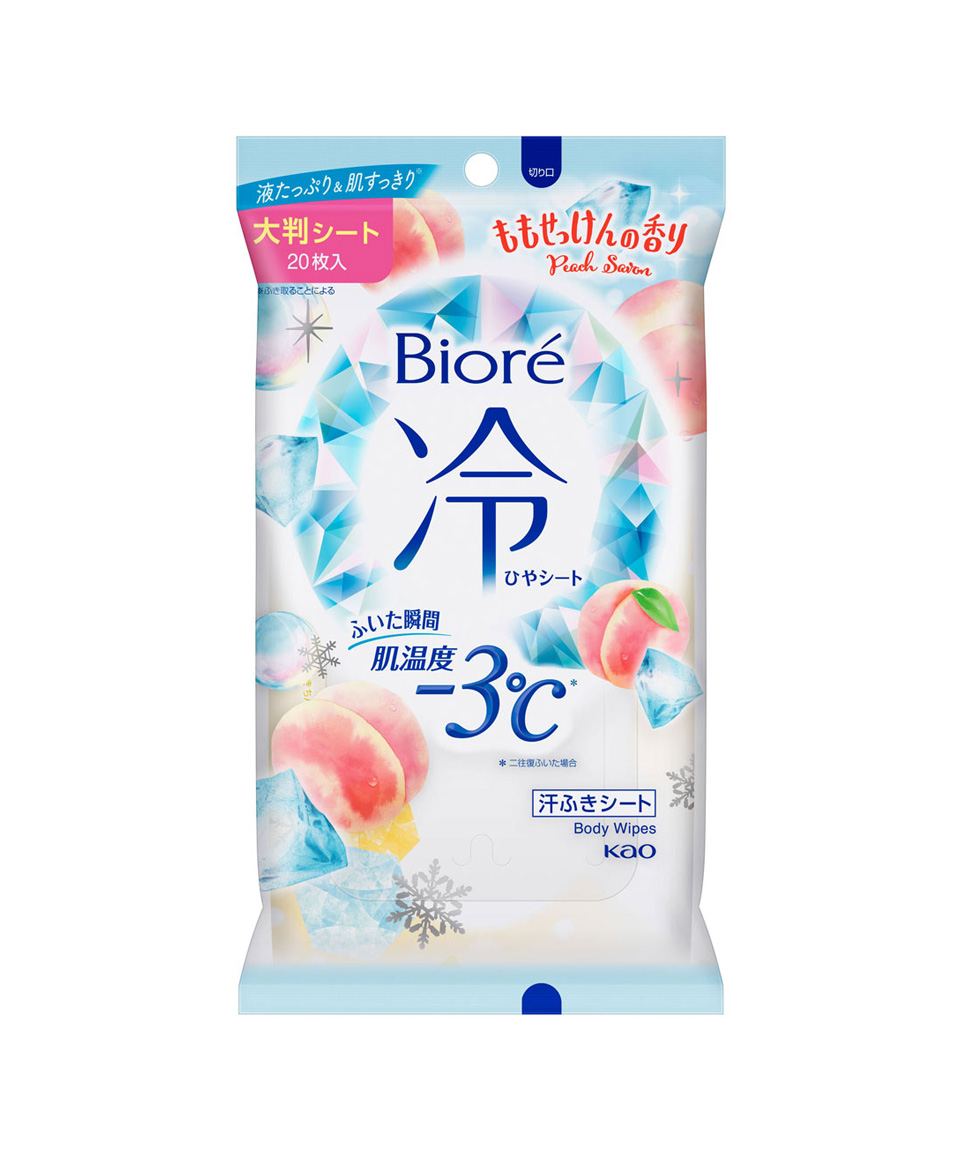 비오레 냉각시트 복숭아 비누향 20매입 일본 사라사라 쿨링 시트