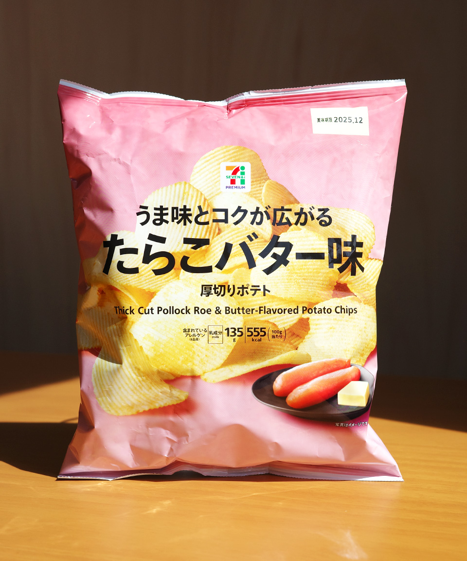 세븐일레븐 두껍게 썬 포테이토칩 명란버터맛 135g 타라코버터 편의점 일본 간식