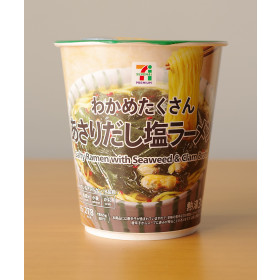 일본 컵라면 세븐일레븐 미역 바지락 소금라멘, 65g, 1개