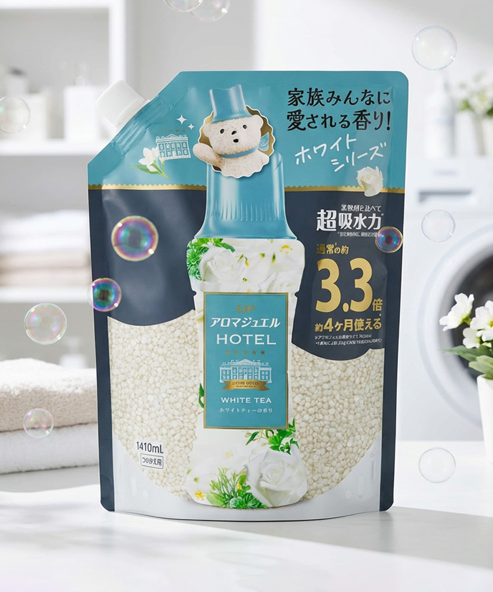 레노아 해피니스 아로마쥬얼 화이트티 비즈 일본 섬유유연제 화이트티 리필 대용량, 1410ml, 1개