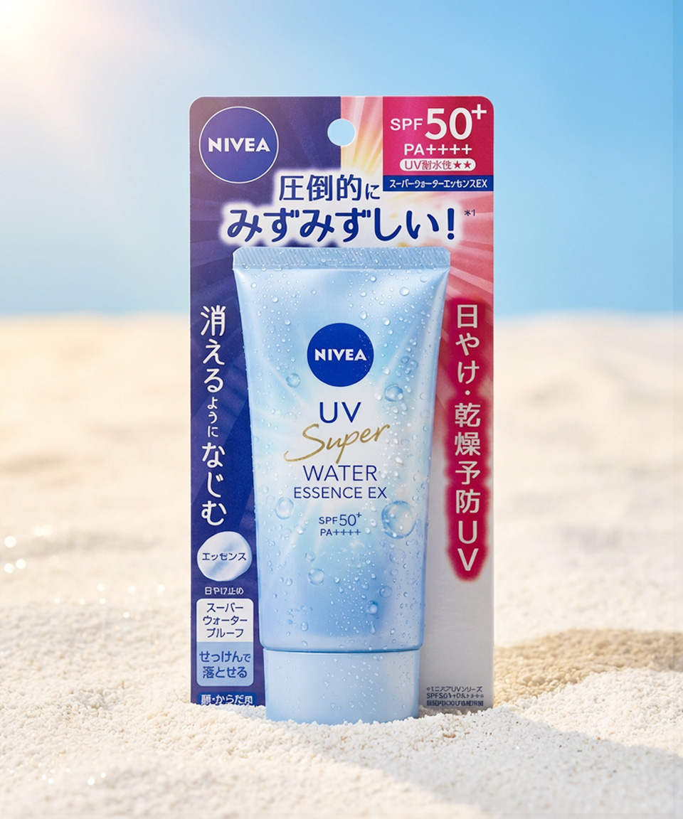 니베아 UV 슈퍼 워터 일본 선크림 에센스 80g, 1개