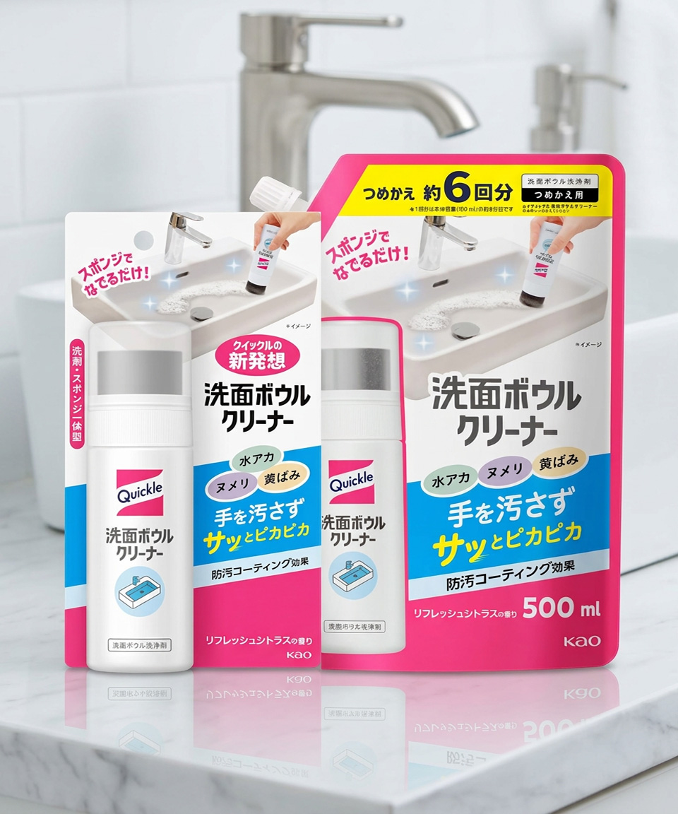 카오 퀵클 세면대 클리너 일본 크리너 600ml, 본품 리필 세트, 1개