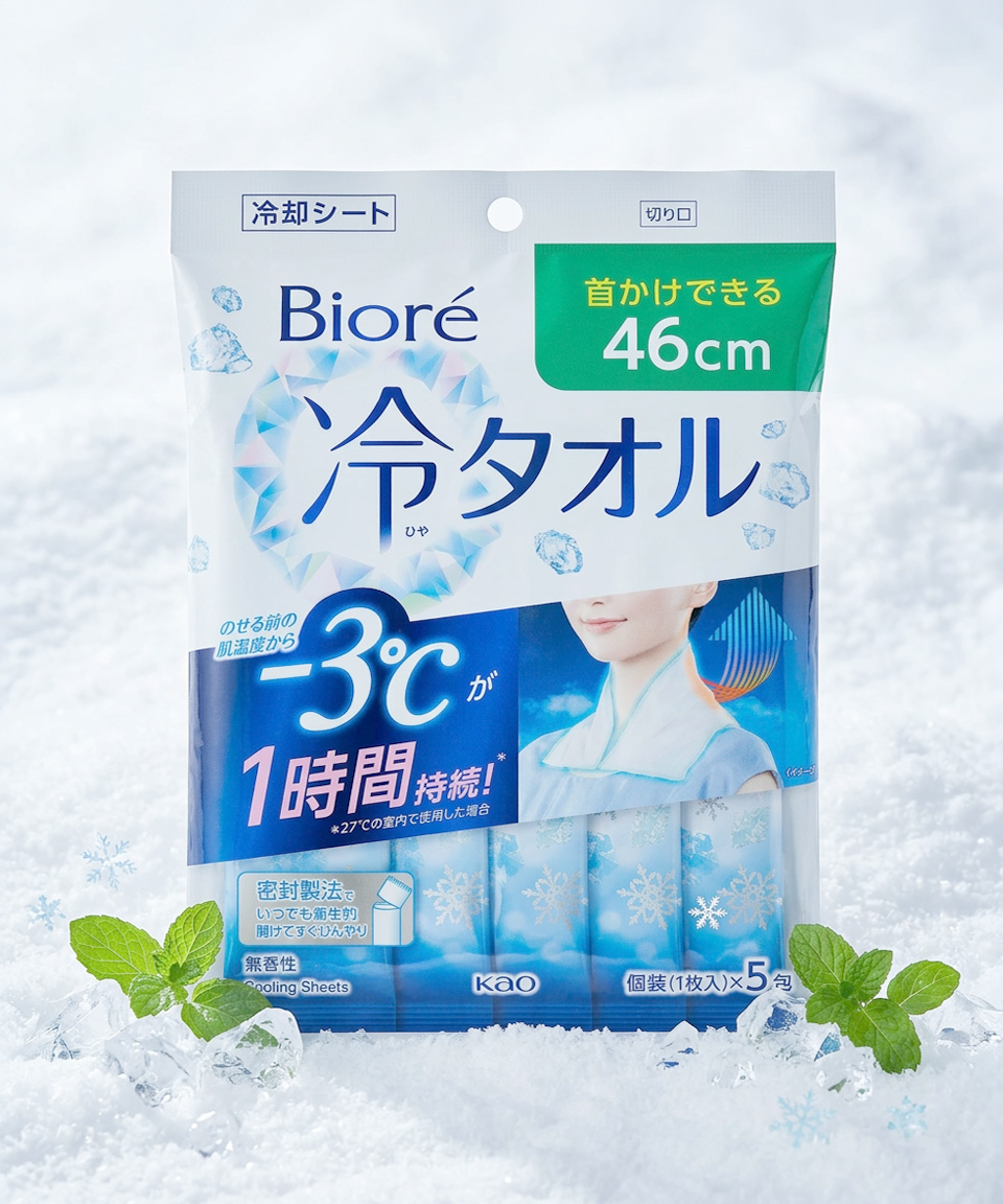 비오레 냉타올 사라사라 쿨링 냉각 시트 무향 5매입