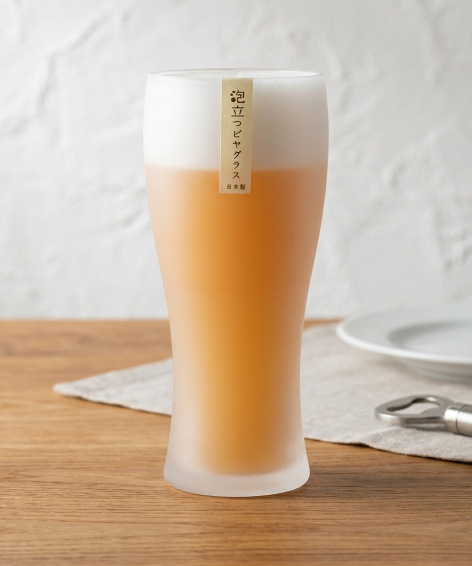 도요사사키 아와다치 맥주잔 일본 불투명 거품 유리잔 360ml, 1개, 텀블러