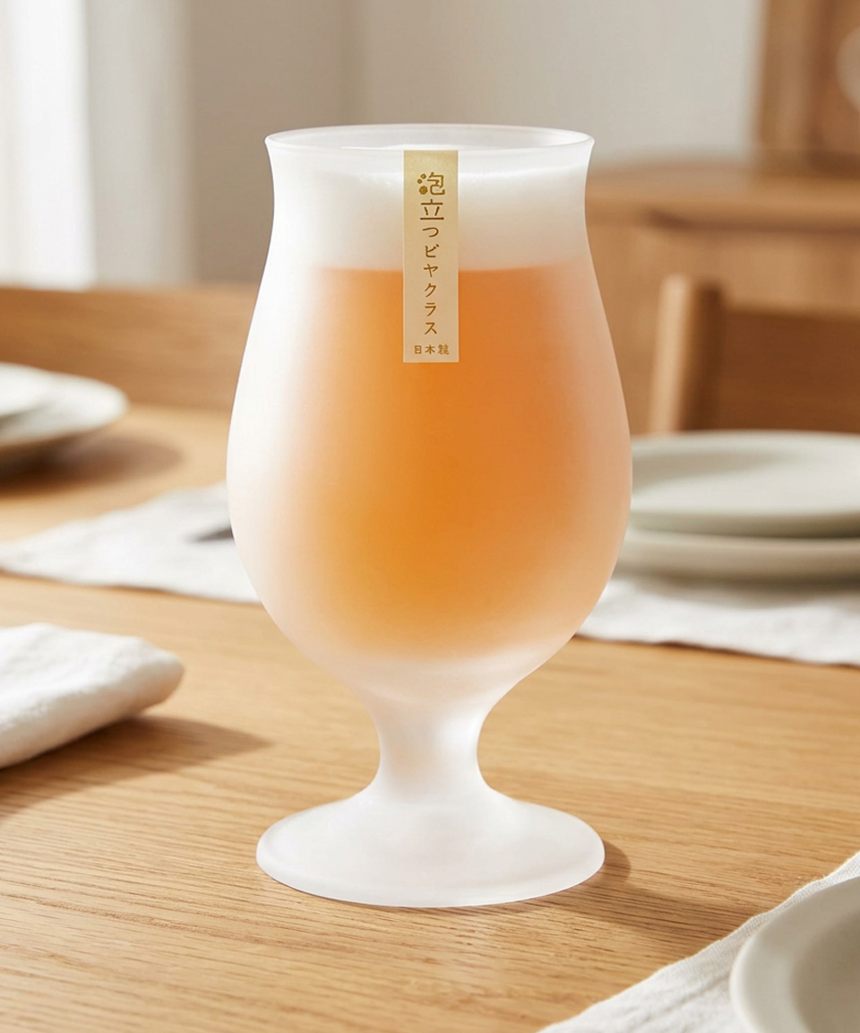 도요사사키 아와다치 맥주잔 일본 불투명 거품 유리잔 420ml, 1개, 스템잔