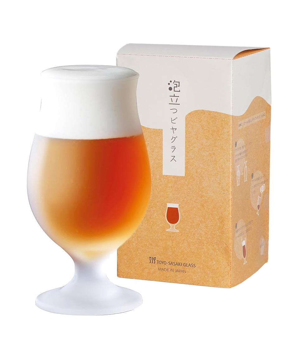 도요사사키 아와다치 맥주잔 일본 불투명 거품 유리잔 420ml, 1개, 스템잔