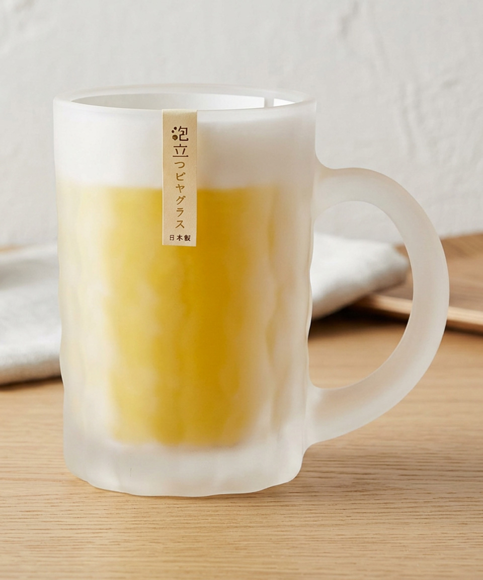 도요사사키 아와다치 맥주잔 일본 불투명 거품 유리잔 425ml, 1개, 생맥주잔