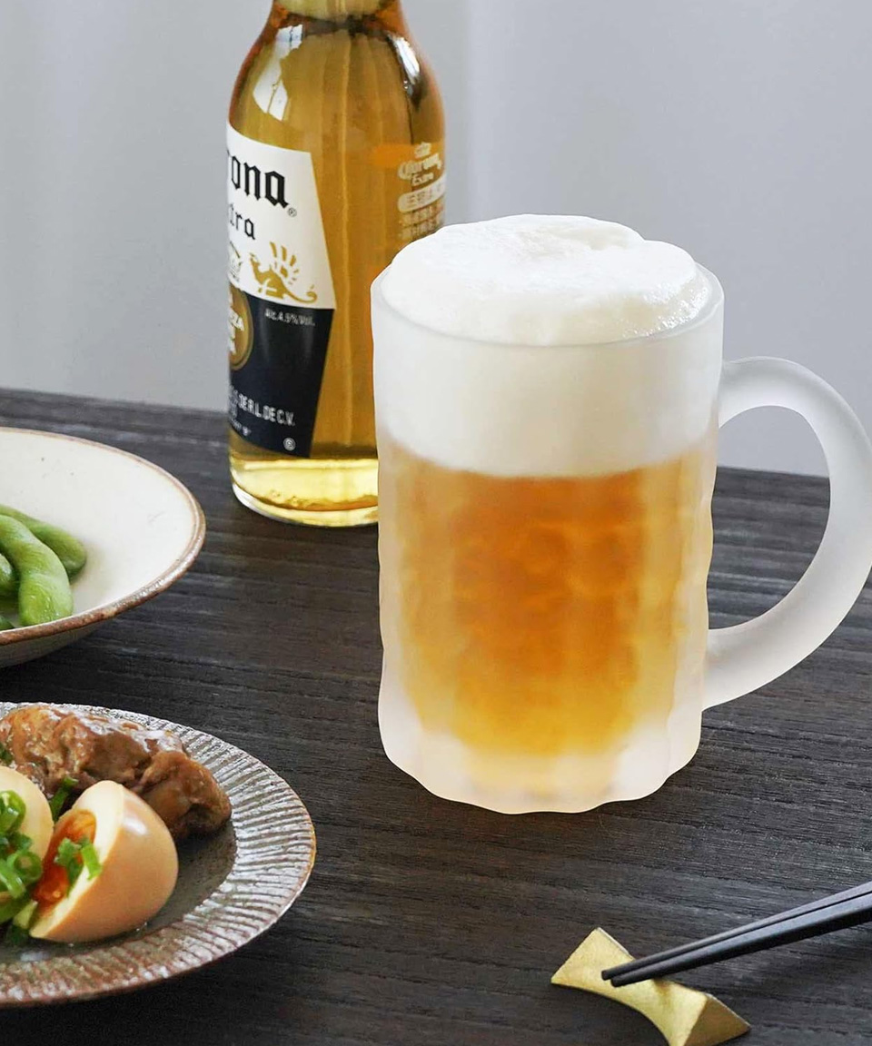 도요사사키 아와다치 맥주잔 일본 불투명 거품 유리잔 425ml, 1개, 생맥주잔