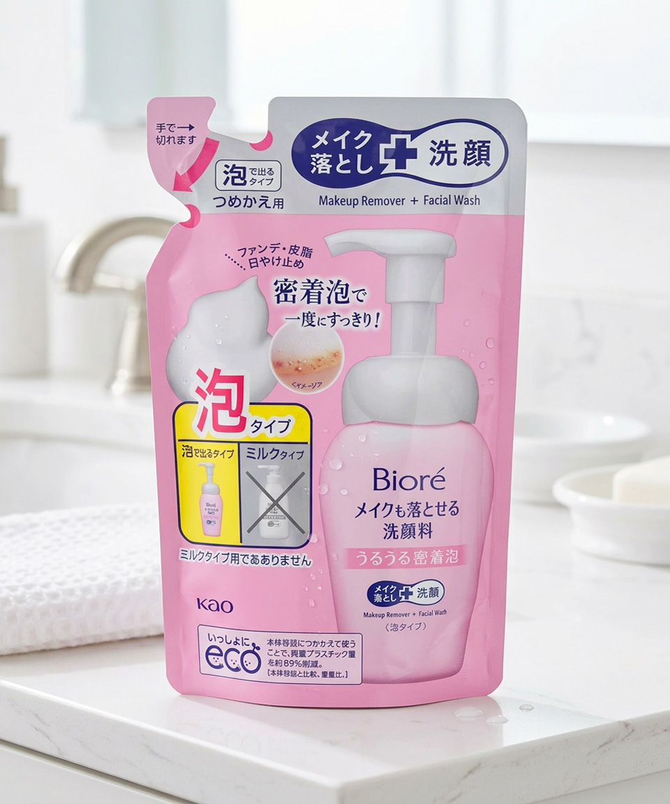 비오레 메이크업도 지울 수 있는 세안제 밀착 거품 클렌징폼 리필용, 140ml, 1개