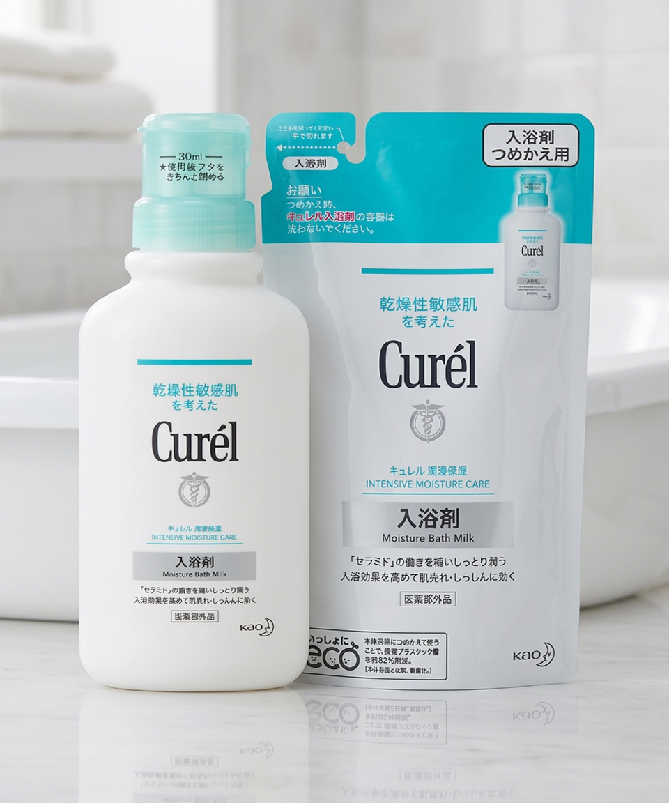 큐렐 입욕제 모이스처 배쓰밀크 본품 리필 세트 780ml, 1개
