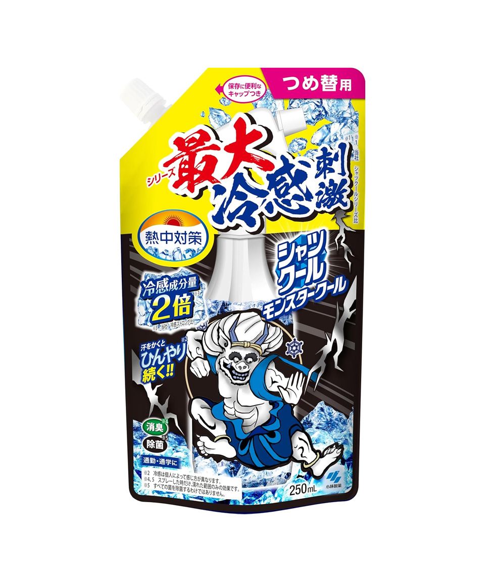 고바야시 열중대책 셔츠쿨 냉감 쿨링 스프레이 몬스터 리필, 250ml, 1개
