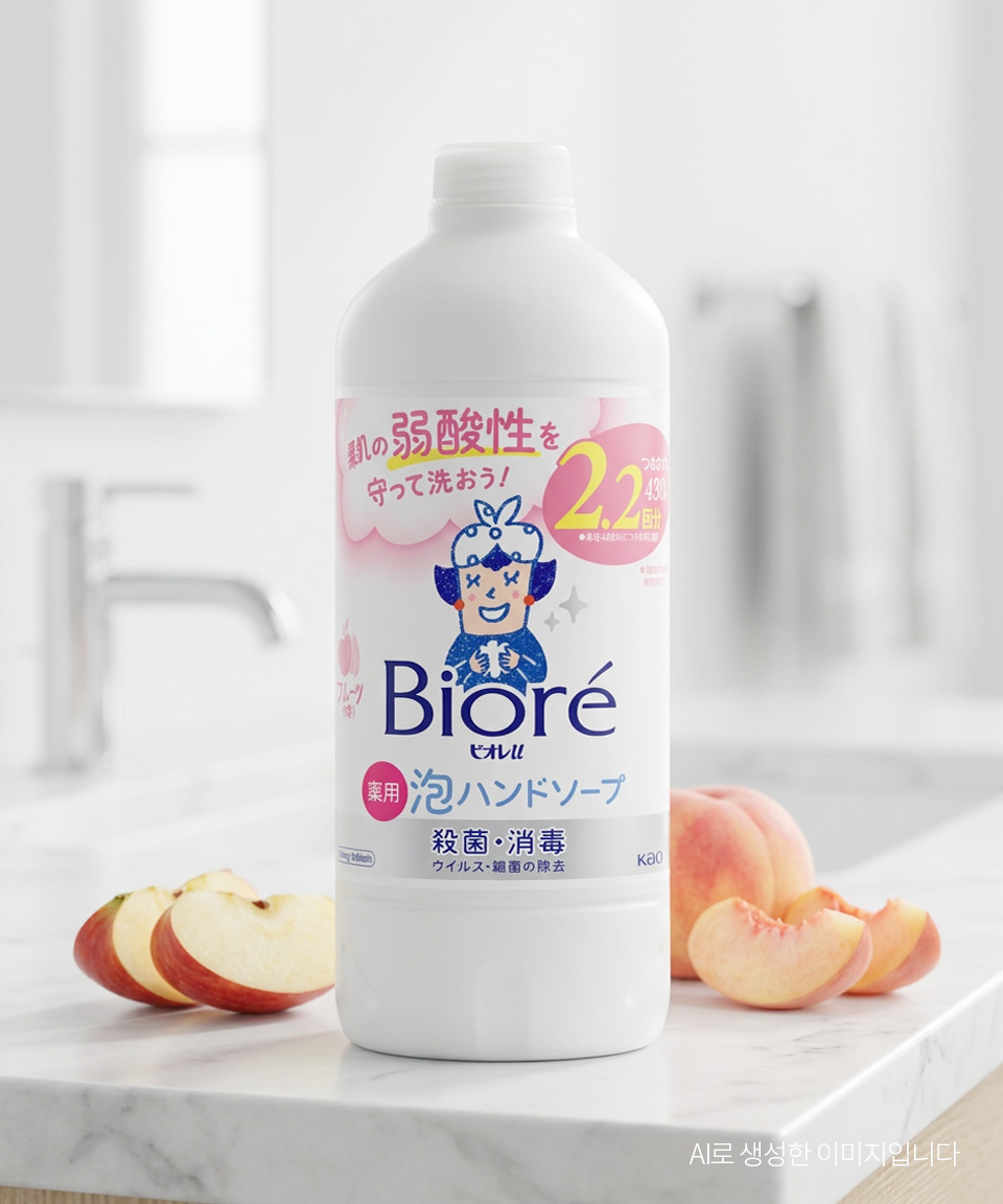 비오레 거품 핸드소프 핸드워시 후르츠 리필, 430ml, 1개