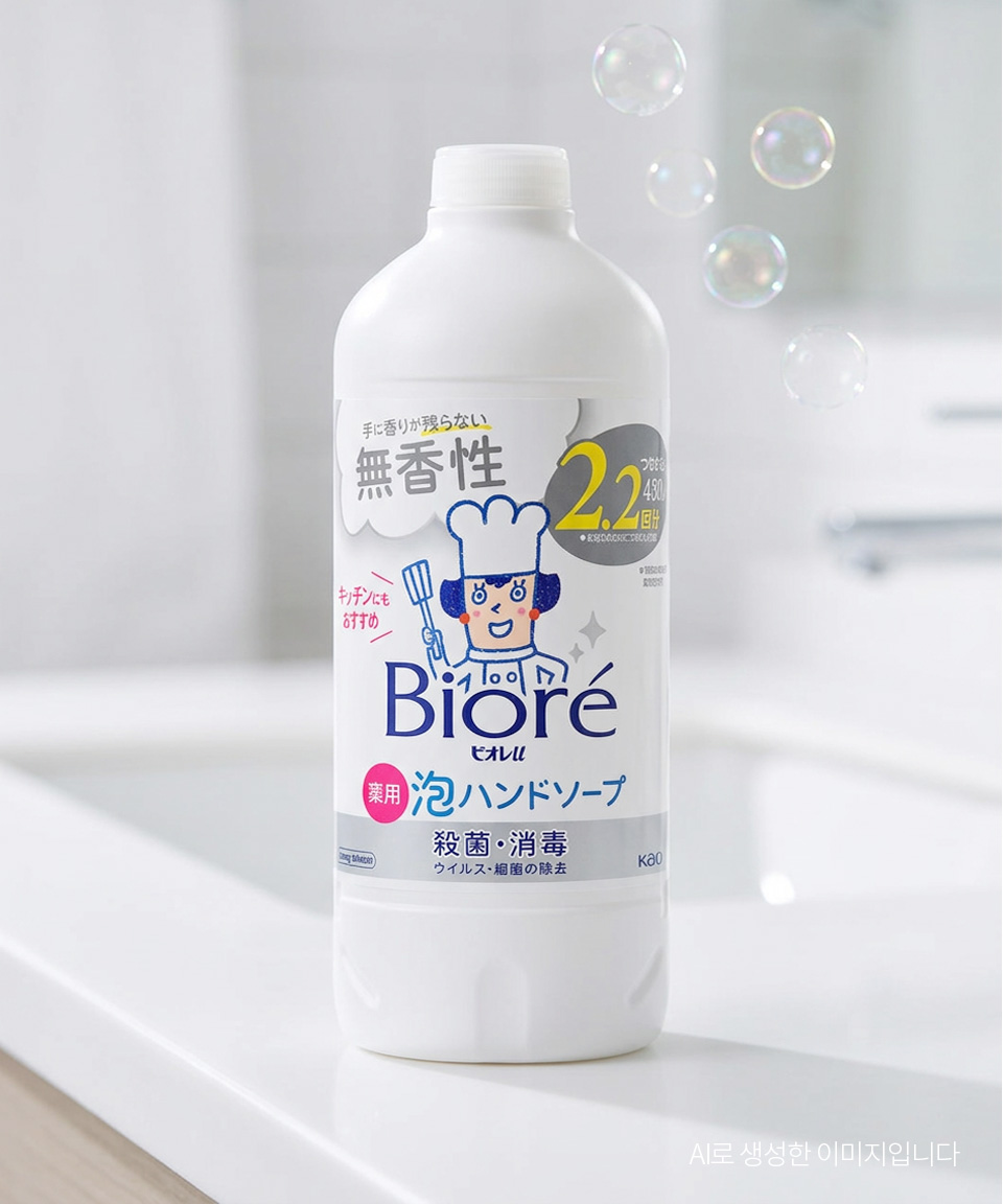 비오레 거품 핸드소프 핸드워시 무향 리필, 430ml, 1개