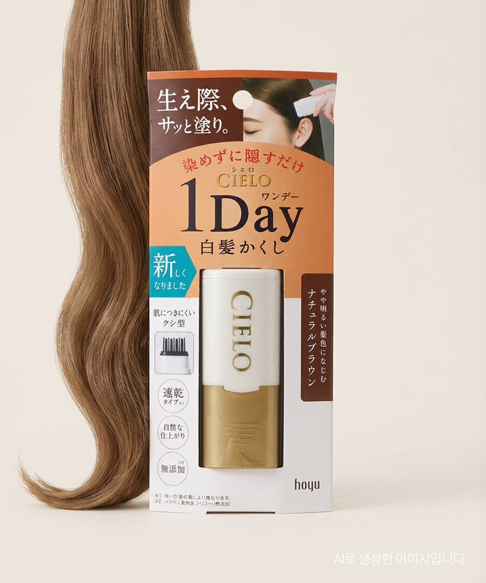 호유 시에로 cielo 원데이 새치 커버 스틱 9ml, 내츄럴 브라운, 1개