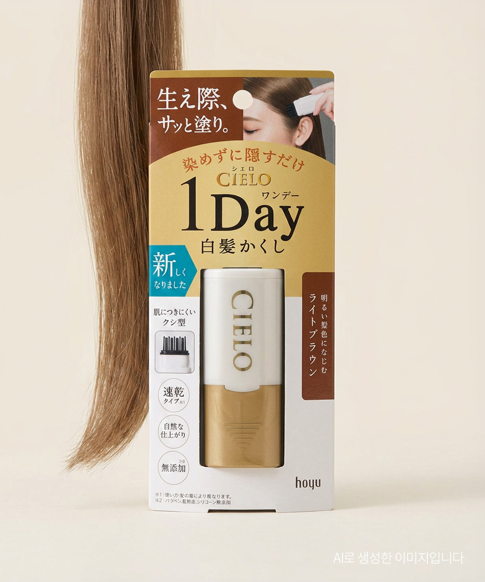 호유 시에로 cielo 원데이 새치 커버 스틱 9ml, 라이트 브라운, 1개