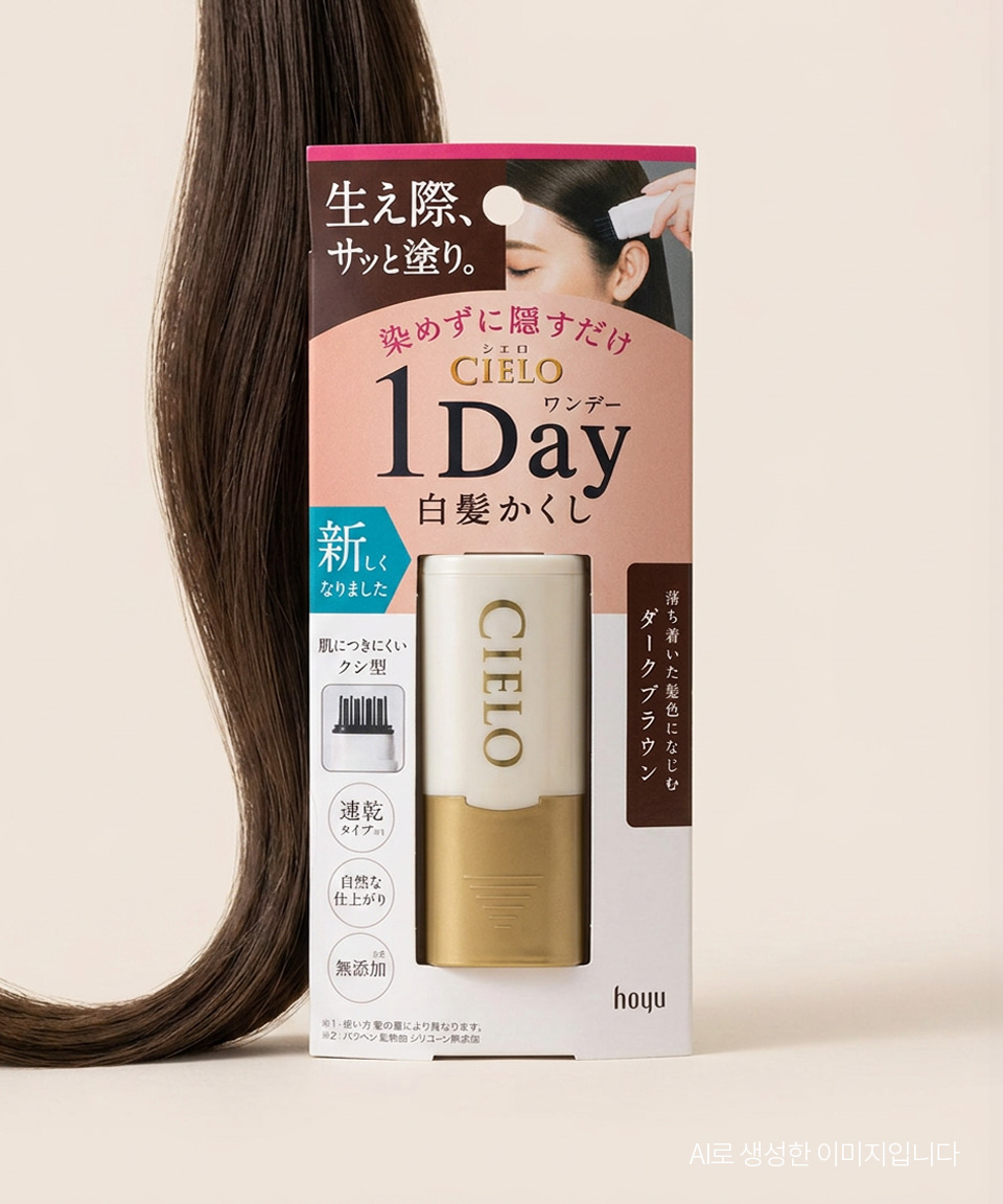 호유 시에로 cielo 원데이 새치 커버 스틱 9ml, 다크 브라운, 1개
