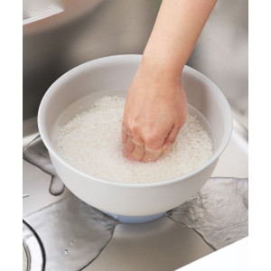 코메코레 일본 원터치 쌀 세척볼 푸시형 배수버튼 그릇 2.6L 그레이, 1개