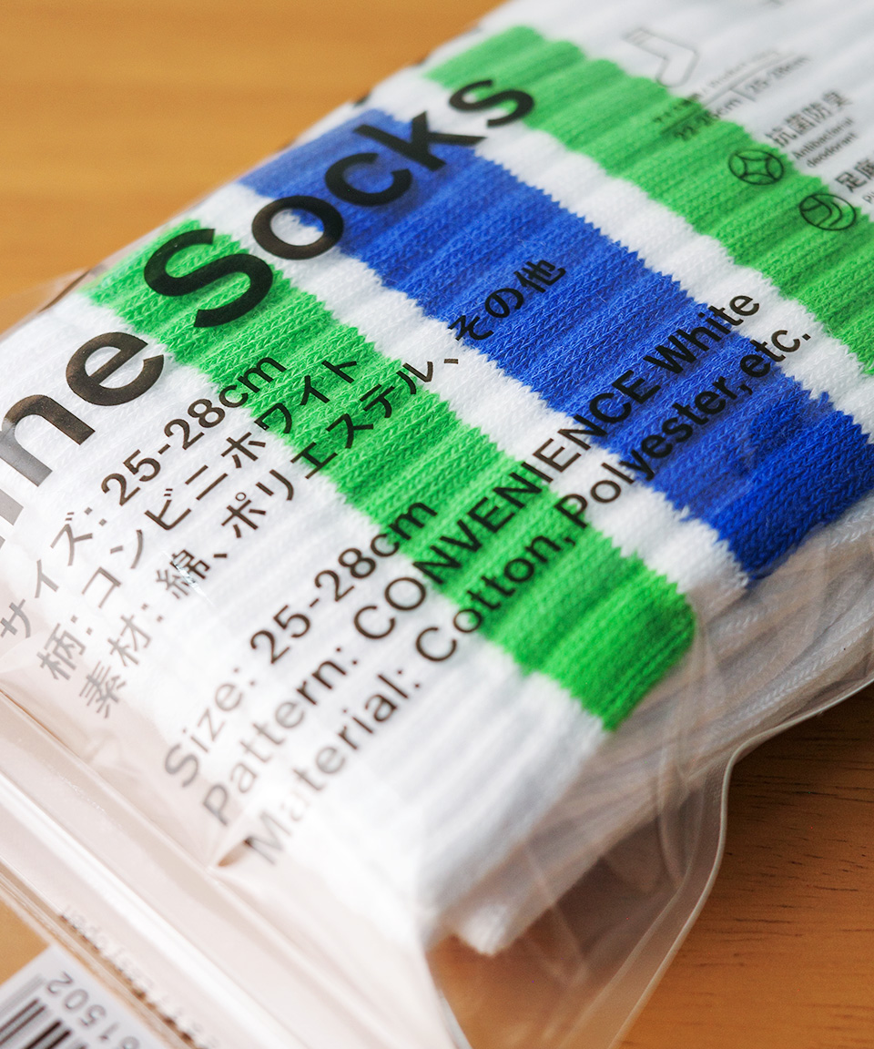 일본 패밀리마트 라인 삭스 중목 양말 화이트, 25-28cm