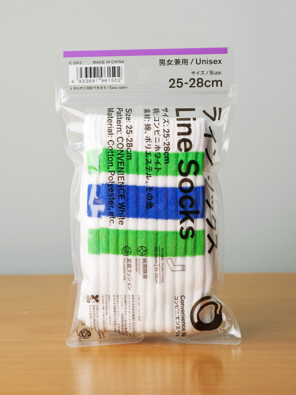 일본 패밀리마트 라인 삭스 중목 양말 화이트, 25-28cm