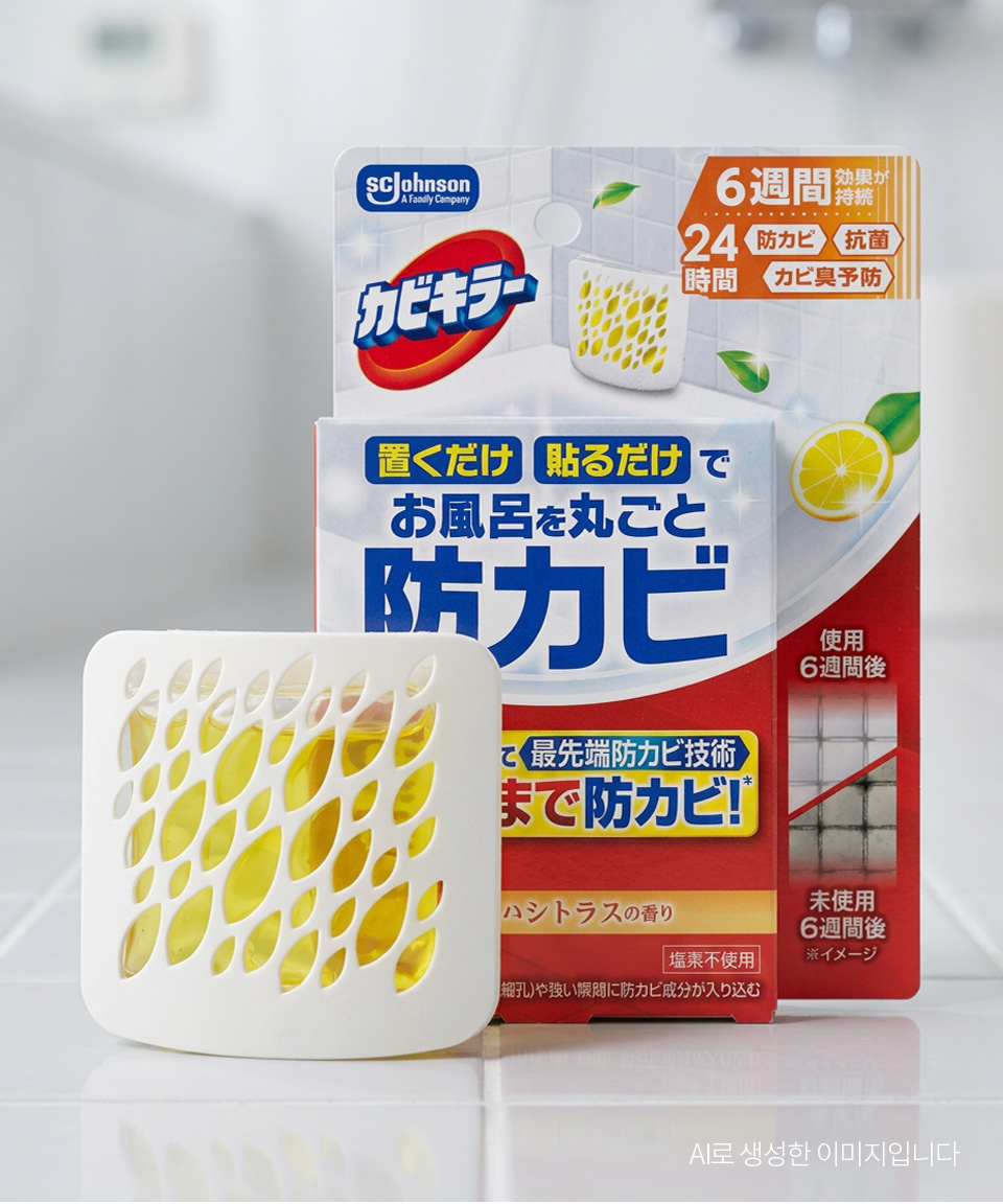 카비키라 욕실 곰팡이 방지제 6주용 시트러스향 일본 분홍 물때 제거