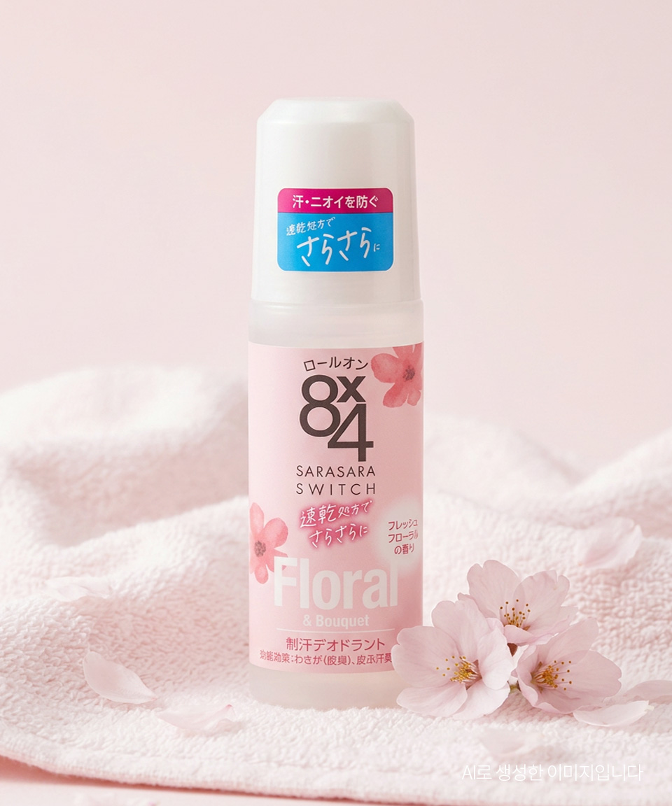 카오 8x4 에이트포 롤온 일본 데오드란트 프레쉬 플로럴, 45ml, 1개