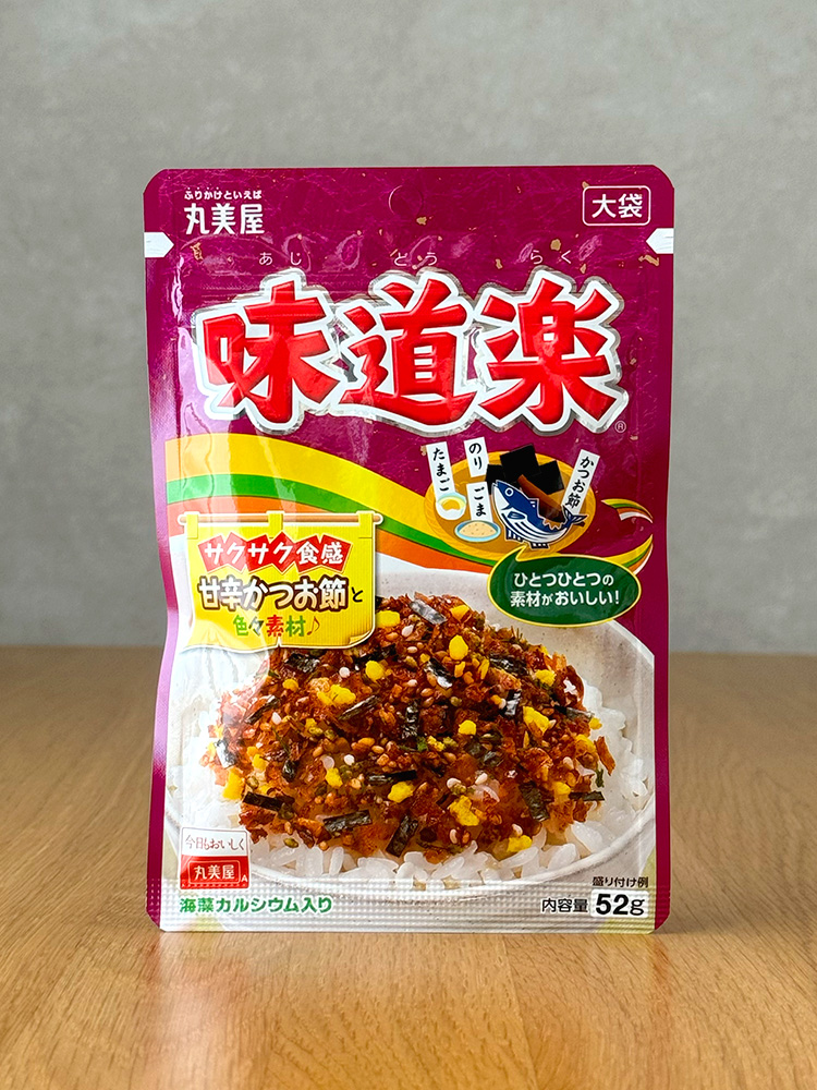 [ 마루미야 ] 아지도락쿠 다이부쿠로 52g / 바삭한 식감의 카츠오부시랑 김, 계란, 참깨 듬뿍 들어간 맛 대용량 / 일본 후리카케